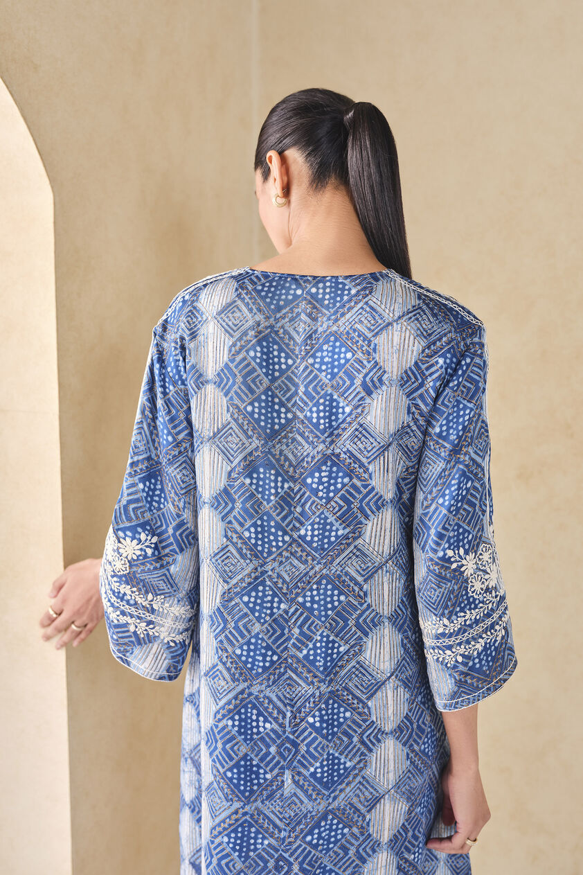Landscape Handcrafted Dabu Dress - Blue, Blue, image 6